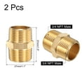 thumbnail image 2 of Uxcell 2pcs Hex Nipple Brass Pipe Fitting, 3/4 NPT Male x 3/4 NPT Male Threaded Pipe Adapter Pipe with PTFE Tape, Gold Tone, 2 of 6