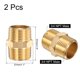 thumbnail image 2 of Uxcell 2pcs Niple Hexagonal de Latón, Adaptador de Tubo Roscado 3/4 NPT Macho x 3/4 NPT Macho con Cinta PTFE, Tono Dorado, 2 of 6