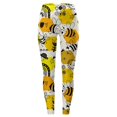 thumbnail image 4 of Bibifish Womens Leggings Yellow White Bee Print Slim Fit Casual Pants Cute Pattern Soft Fabric Stretchy Casual Daily Outings Playful Stylish Leggings, 4 of 5