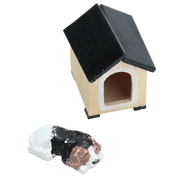 Miniature Doghouse Dog Set, Dollhouse Dog Kennel Imagination Fine Crafted for Kids