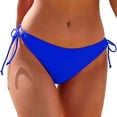 thumbnail image 4 of TEVEQ Women's Low Rise Adjustable Side Tie Bikini Bottoms Full Coverage Swimsuit Bottoms Women String Tie Side Bikini Bottoms Moderate Coverage Swimsuit Bottom Waist Bathing Suit Blue L, 4 of 5