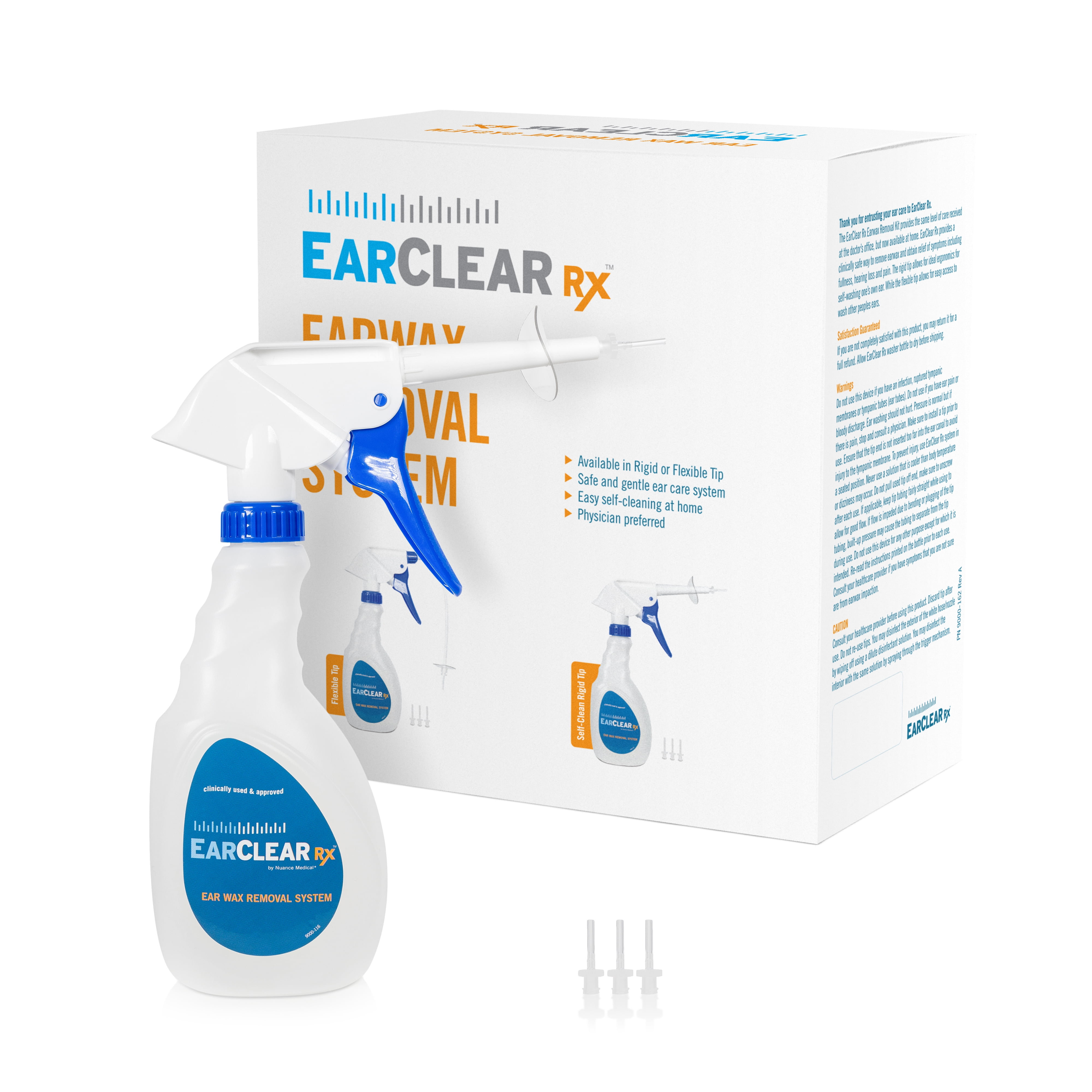 EarClear Rx Rigid Tip SELF Ear Cleaning Basic Kit, ear wash bottle, 3 tips
