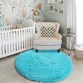 thumbnail image 2 of Namzi Blue Round Rug for Bedroom,Fluffy Circle Rug 23.6*23.6in,Shaggy Circular Rug for Nursery Room,Fuzzy Plush Rug for Dorm,Blue Carpet, 2 of 5