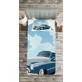 thumbnail image 3 of Ambesonne Cars Quilted Bedspread Set 2 Pcs, Retro Vintage Auto, Twin Size, Blue Pale Blue Black, 3 of 3