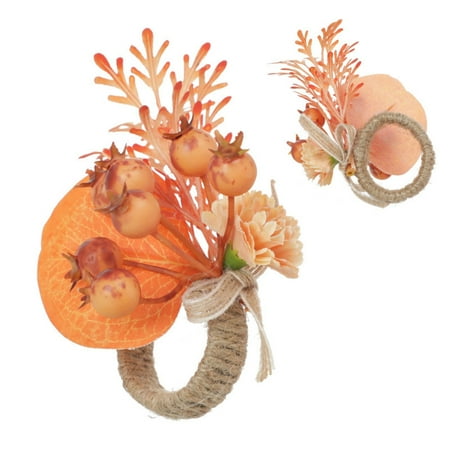 

ERTUTUYI Creative Decorative Napkin Ring Thanksgiving Pumpkin Theme Napkin Buckle Flower Decorative