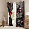 thumbnail image 3 of Rideaux Roses Rouges pour Enfants, Rideaux de Fenêtre Romantiques à Fleurs pour la Saint-Valentin, Chambre à Coucher, Traitement de Fenêtre Style Peinture à l'Huile Rétro Mur Gris Foncé 30 %-50 % de Lumière 2 Panneaux, 42wx90l, 3 of 6