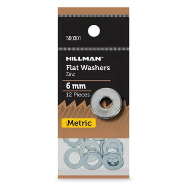 Hillman Flat Washers, USS Washers, 6mm, Zinc Plated, Steel, New, 12 Pieces