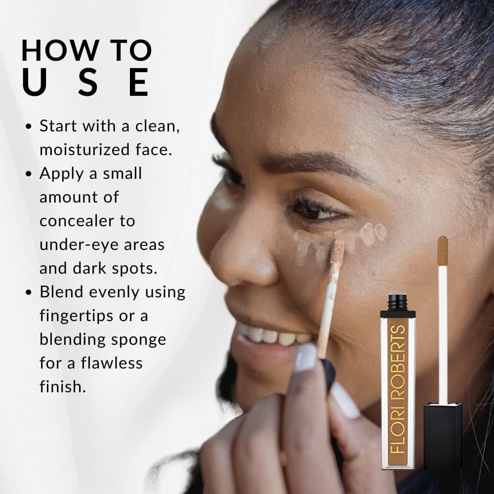 Flori Roberts Corrective Concealer, Long Lasting & Full Coverage Makeup for Deeper Skin Tones Women