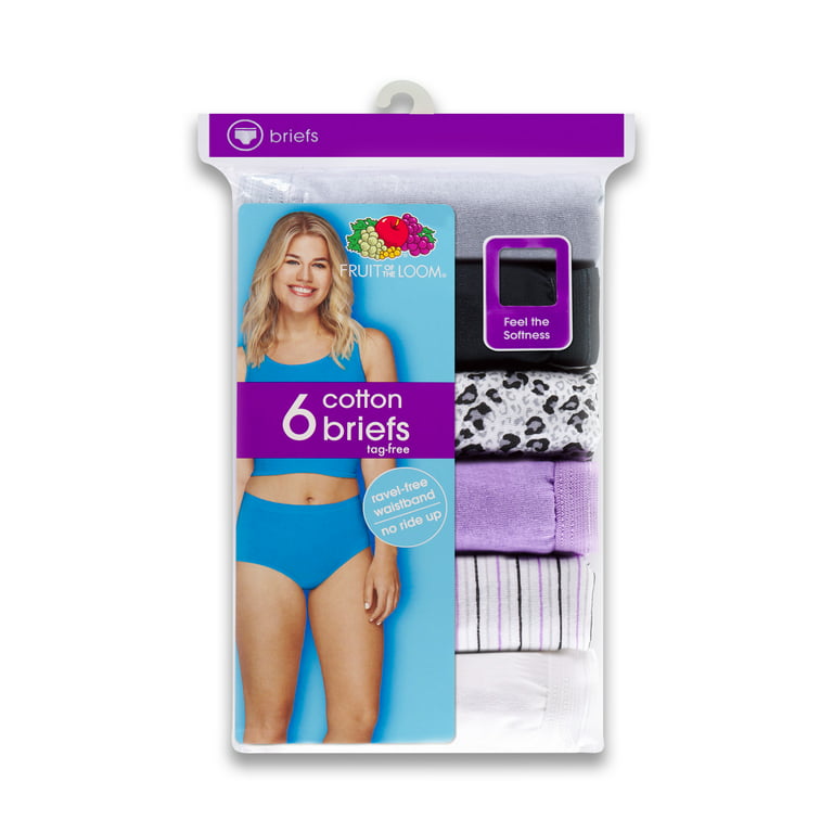 Fruit of the Loom Women's Cotton Briefs 6-Pack Comfort & Quality Underwear  