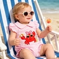 thumbnail image 2 of Baby Girl Romper Featherlight Collared Short Sleeve Ruffled Graphic Print Bodysuit Outdoor Wear Girls Jumpsuit 6 Months-12 Months, 2 of 9