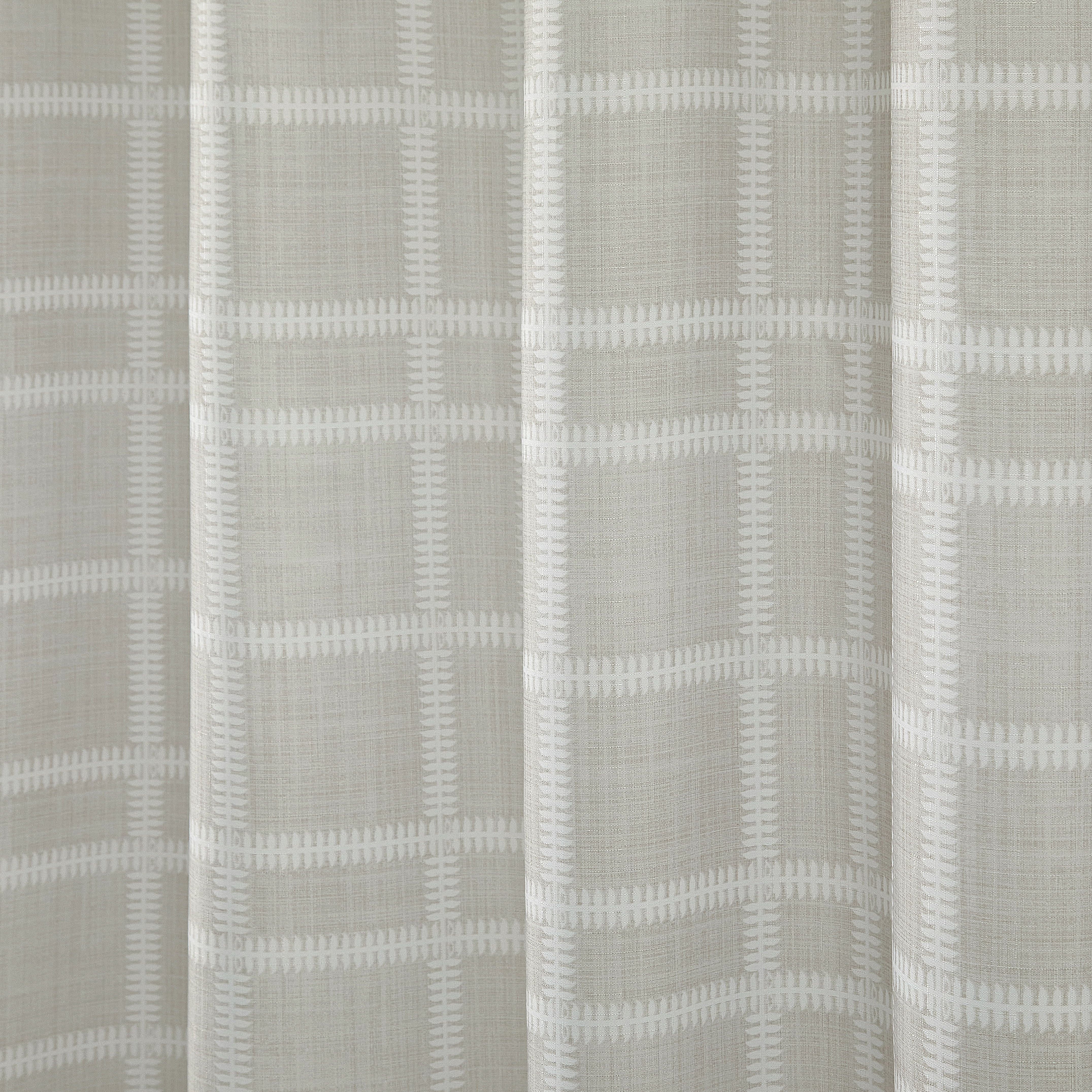 Mainstays Leaf Plaid 14-Piece Faux Linen Shower Set, Cream, 72 in x 72 in