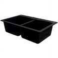 thumbnail image 2 of Transolid Aversa 33in x 22in silQ Granite Drop-in Double Bowl Kitchen Sink with 5 CABDE Faucet Holes, in Black, 2 of 4