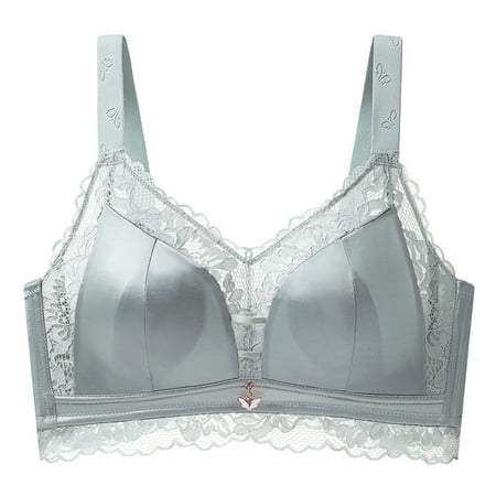 Tumotour Full Coverage Bras For Women Lace Pattern Non-Steel Ring Traceless Gathering Push Up Behind Buckle Comfortable Breathable Exhaust Base Bra Solid Color Seamless Sexy Wireless Yoga Vest Bra