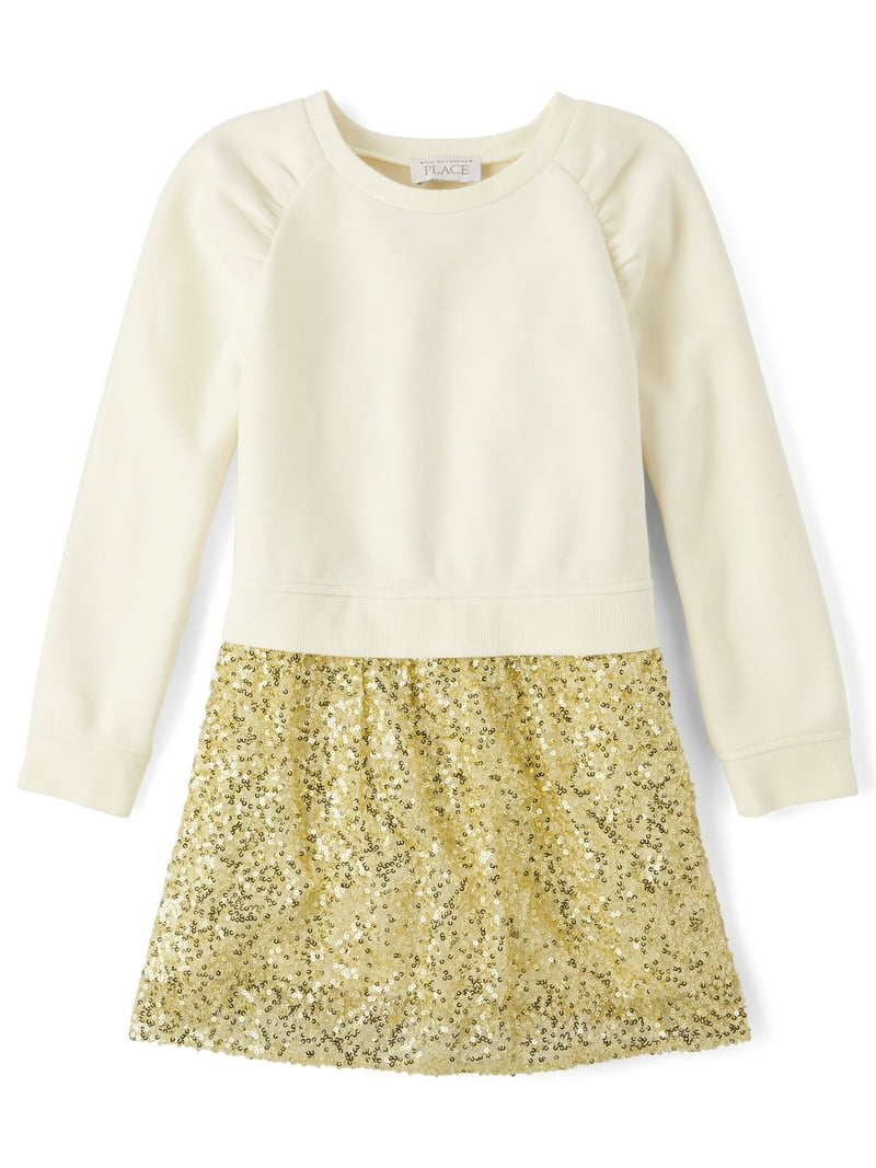 The Children's Place Girls Long Sleeve Sequin Sweatshirt Dress, Sizes  XS-XXL - Walmart.com