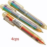 UFHTech 4Pcs Multi-color ballpoint pen Multi-function press 6 color pen Novelty 6 Color in 1 Ballpoint Pen Office School Supplies Students Gift