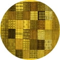 thumbnail image 1 of Ahgly Company Indoor Round Checkered Yellow Modern Area Rugs, 3' Round, 1 of 4