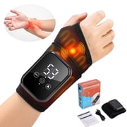 Cordless Heated Wrist Massager Wrap with 3 Heating & 3 Vibration Modes, Wrist Hand Heating Pad Massage for Pain Relief, Rechargeable Heated Wrist Brace for Carpal Tunnel, Black