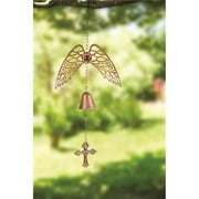 Manual Woodworkers & Weavers 231611 30 in. Wings of An Angel Wind Chime with Wings, Bell & Cross, Gold