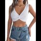 thumbnail image 1 of Top Corto Sin Mangas de Punto Acanalado con Cuello en V y Frontal para Mujer L, 1 of 9