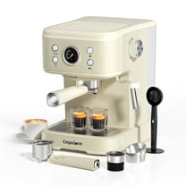 Empstorm 20 Bar Espresso Machine with Milk Frother Steam Wand, 3-in-1 Coffee Maker, Compatible with NS Pods, Stainless Steel, for Latte & Cappuccino, Beige