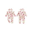 thumbnail image 2 of BemeyourBBs Newborn Baby Girls Romper Outfit Strawberry Printed Jumpsuit with Headband Cute Infant Clothes, 2 of 9