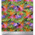 thumbnail image 1 of Soimoi Modal Satin Fabric Floral,Toucan & Flamingo Bird Print Fabric by The Yard 42 Inch Wide, 1 of 1