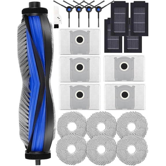 21 Pack Replacement Parts for ECOVACS DEEBOT T50 Omni/T50 PRO Omni Robot Vacuum Accessory Set, 1 Main Brush, 4 Side Brushes, 6 Mop Pads, 4 HEPA Filters, 5 Dust Bags, 1 Cleaning Brush