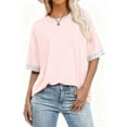 thumbnail image 3 of Fmbrln Womens Plus Size Tops Short Sleeve Crew Neck T-shirts Summer Casual Loose Color Block Tees Blouse, 3 of 5