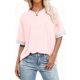 thumbnail image 4 of mfyjkho Tops Bohemios Para Mujer, Camiseta De Manga Corta Con Cuello Redondo Y Diseño Patchwork Para Mujer, Talla Grande, Para Primavera/Verano Tops Para Hacer Ejercicio Para Mujer M, 4 of 4