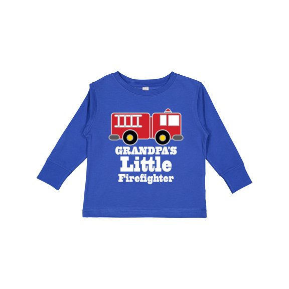 Inktastic Grandpa Little Firefighter Boys Fire Truck Boys Long Sleeve Toddler T-Shirt