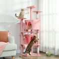 thumbnail image 2 of PawHut 54" Cat Tree Tower with Scratching Posts, Cat Condos, Pink, 2 of 10
