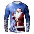 thumbnail image 3 of Jinhomg Ugly Christmas Sweatshirt for Men Funny 3D Suit Graphic T-shirts Long Sleeve Crew Neck Print Shirt Santa Claus Xmas Pullover Tops, 3 of 5