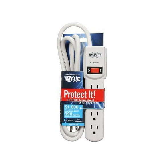 Eaton Tripp Lite Series Protect It! 4-Outlet Home Computer Surge Protector Strip 4 ft. 1.22 m Cord 450 Joules TLP404
