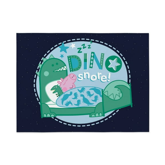 CafePress - Peppa Pig: Dino Snore! - Large Plush Fleece Throw Blanket, 80" L x 60" W