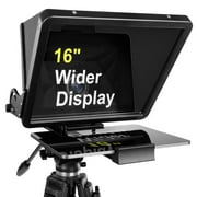 ILOKNZI 16in Large Folding Teleprompter for 4-12.9in Tablets with Angle Adjustable Screen, Remote Control, App, 70/30 Beam Splitter Glass, Aluminum Body and a Packbag