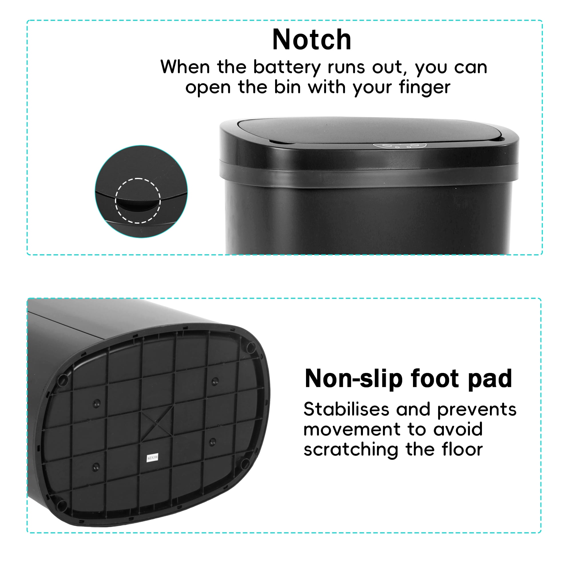 YRLLENSDAN 13 Gallon Trash Can Motion Sensor Trash Can Automatic Trash Cans Touchless Stainless Steel Kitchen Trash Can with Lid Kitchen Garbage Can for Bathroom Bedroom Home Office, Black