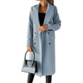 thumbnail image 1 of LUXUR Women Double-breasted Outwear Button Down Autumn Overcoats Sky Blue M, 1 of 3
