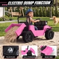 thumbnail image 3 of 24V Ride On Dump Truck for Kids, Licensed Toyota Land Cruiser FJ45 Power Car Wheels Ride On Toy with Electric Dump Bed, Parent Remote Control, Music, LED Lights, Birthday Gift for Kids Ages 3-6, Pink, 3 of 11