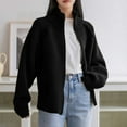 thumbnail image 5 of Ounisa Zippered Turtleneck Sweater Bomber Jacket For Women Elegant Knitted Long Sleeve Round Collar Casual STreet Chic Top, 5 of 8