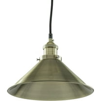 Sunlite Antique Canopy Pendant Fixture, Farmhouse Country-Chic Style, 4-Ft Braided Woven Cord, 60 Watts Max (Bulb Not Included), 10-Inch, Brass Finish