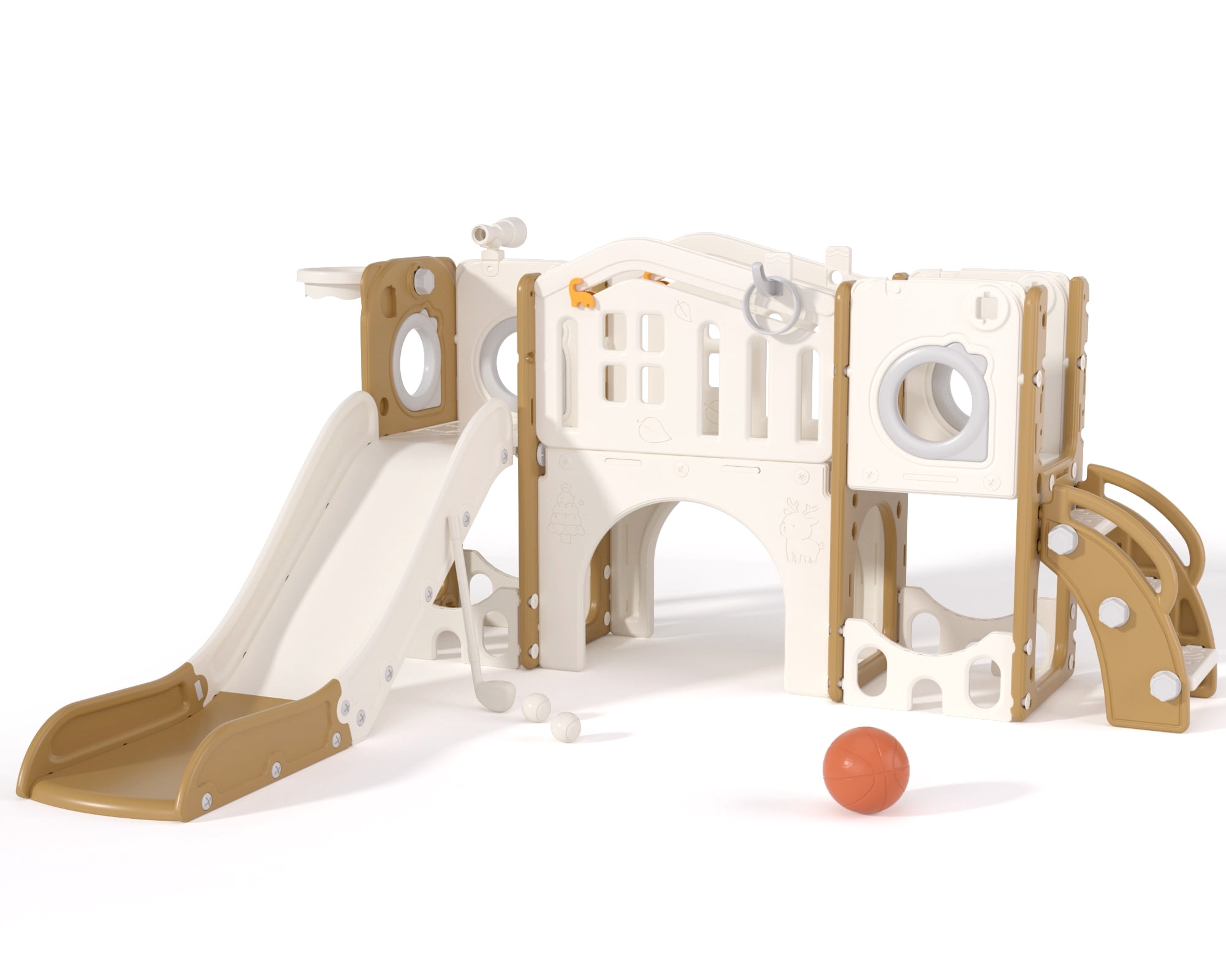 XJD 11 in 1 Toddler Slide PlaySet for kids indoor/outdoor for Toddlers Age 1-3, Coffee