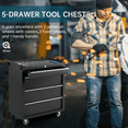 thumbnail image 4 of 4-Drawer Heavy Duty Rolling Tool Cart - Steel Mobile Tool Chest with Locking Drawers & Ball Bearings, 360° Swivel Wheels for Garage, Workshop (Black), 4 of 8