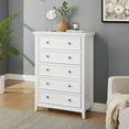 thumbnail image 4 of HSUNNS 5 Drawer Dresser for Bedroom, Chest of Drawers for Bedroom, Storage Cabinet Nightstand Dresser Organizer with Modern Design, Closet, White, 4 of 11