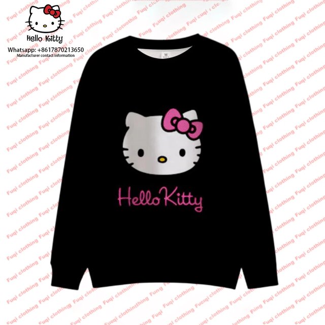 2023 Automne Hello Kitty Chandail à Capuchon Imprimé Chandail en Molleton Décontracté Chandail en Molleton pour Femmes Chandail en Molleton Ample Décontracté Mode de Rue HOEMLIN
