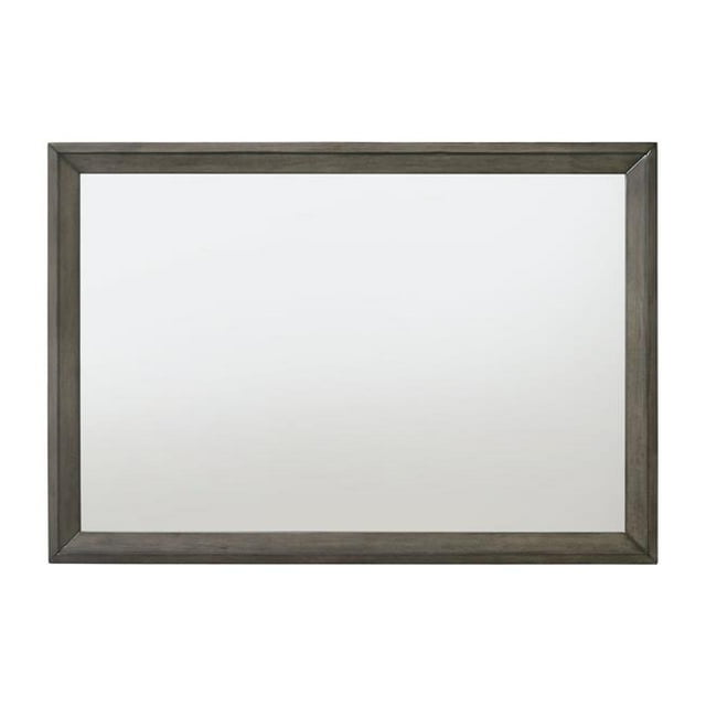 Benjara BM225884 Rectangular Wooden Frame Mirror with Mounting Hardware, Gray & Silver