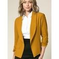 thumbnail image 2 of Made by Johnny Women's 3/4 Sleeve Blazer Open Front Cardigan Jacket Work Office Blazer S MUSTARD, 2 of 6