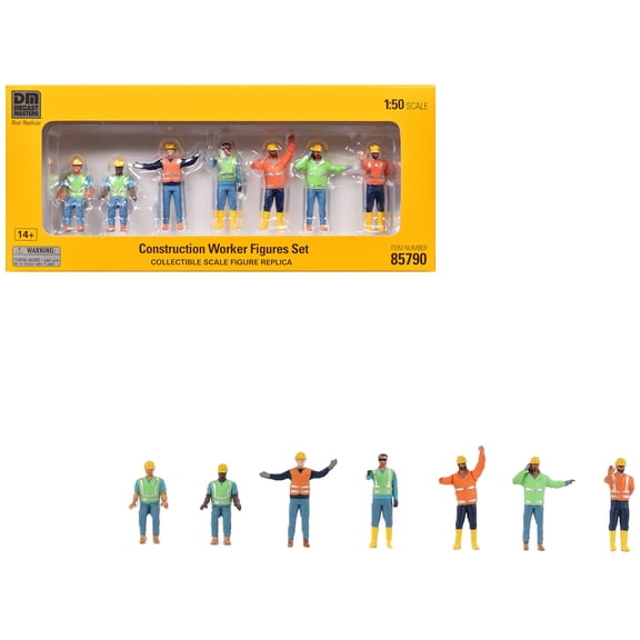 "Construction Workers" 7 Piece Figure Set for 1/50 Models by Diecast Masters