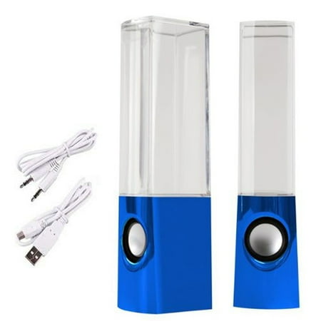 Bolan Plug & Play Multi-Color Illuminated Dancing Water Speaker Light Show Water Fountain Speakers LED Speakers 3.5mm Audio Plug, 4 Color LED Lights, Portable Speakers