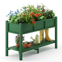 Dycanpo Raised Garden Bed with Legs and Storage Shelf, Outdoor Planter Box, 47x19x28in, Green