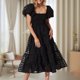 thumbnail image 5 of Vestido Vestido largo de mujer que cubre el vientre Sheer Sweet Streetwear Cake Dress (Negro L) Kuymtek Negro T L para Mujer, 5 of 6